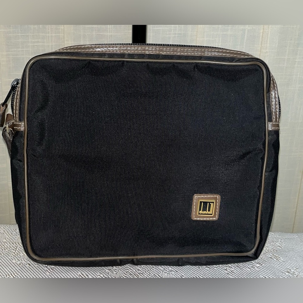Dunhill Black Nylon & Leather Men's / Women’s Luxe Clutch Wristlet Toiletry Bag